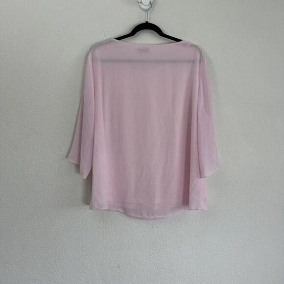 Grace Karin Womens Plus Size XXL Baby Pink Blouse Top Wide Split Flare Sleeves - Picture 4 of 9